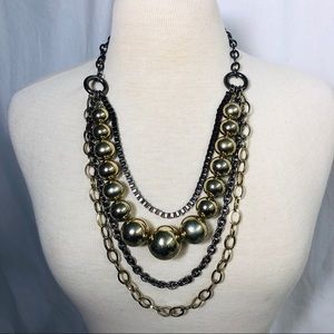 Gold and black layered necklace